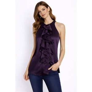 The Limited- Plum Purple Ruffle Tank Blouse Size S
